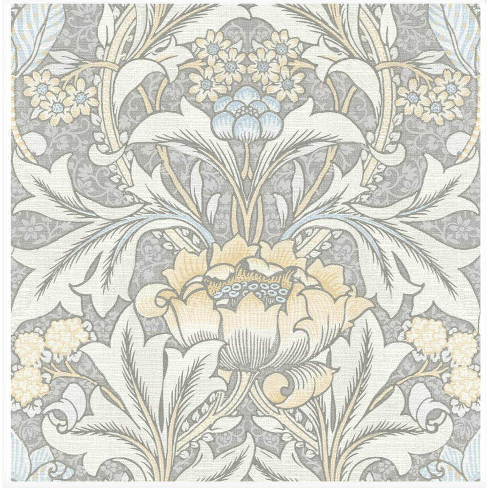 NextWall NW41508 Morris Flower Wallpaper in Daydream Grey & Pearl Blue NEW